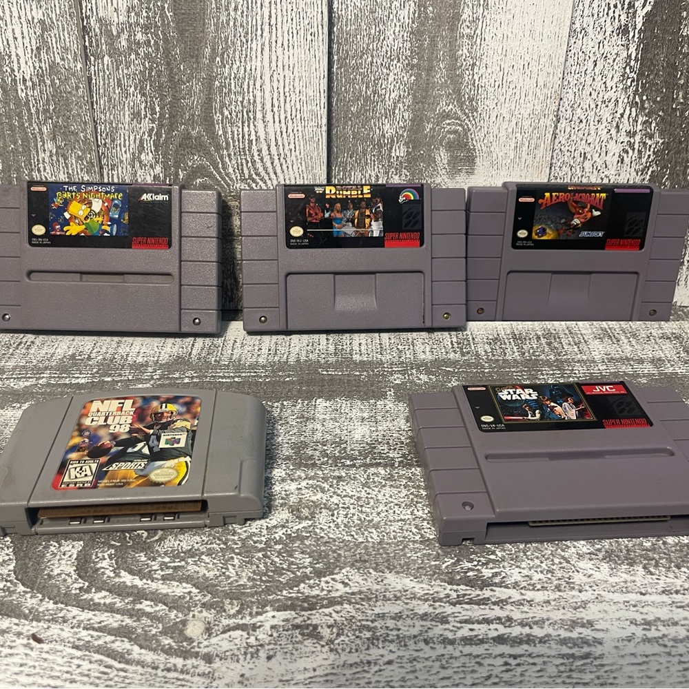 Nintendo SNES N64 Game Lot 6 Total Simpsons NFL Star Wars Vintage Games